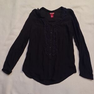 Chic Black Sheer Long Sleeve Blouse By Red Ranch Women's Size Medium